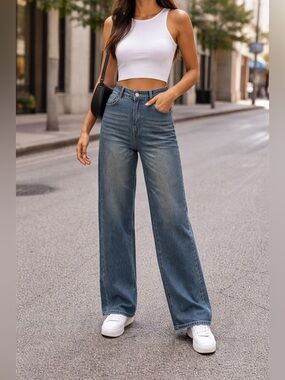 Wide Leg High-Rise Women’s Jeans in Blue